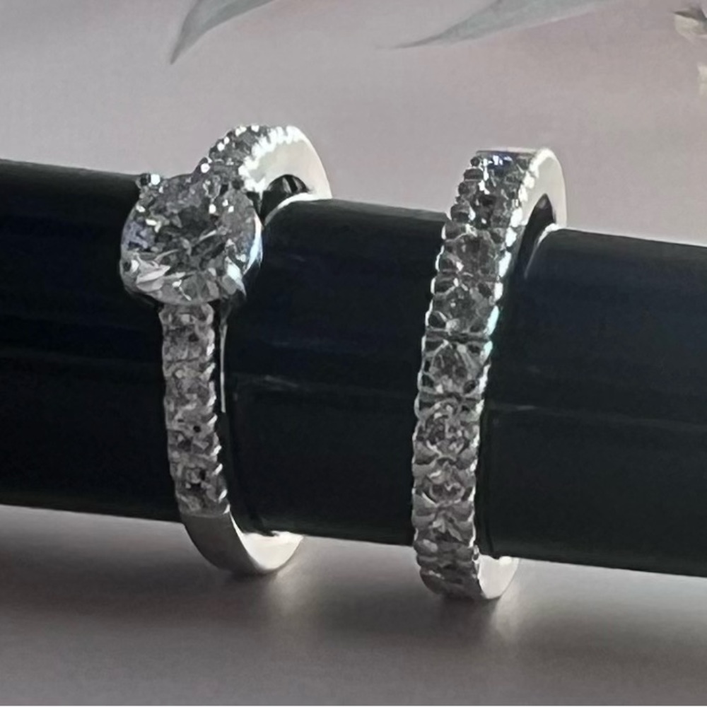 Set of 2 Size 9 Silver Plated Cubic Zirconia Rings***Please SEE DESCRIPTION
